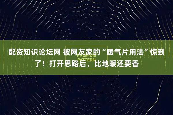 配资知识论坛网 被网友家的“暖气片用法”惊到了！打开思路后，比地暖还要香