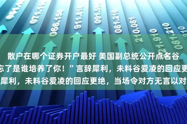 散户在哪个证券开户最好 美国副总统公开点名谷爱凌，厉声质问：“别忘了是谁培养了你！”言辞犀利，未料谷爱凌的回应更绝，当场令对方无言以对